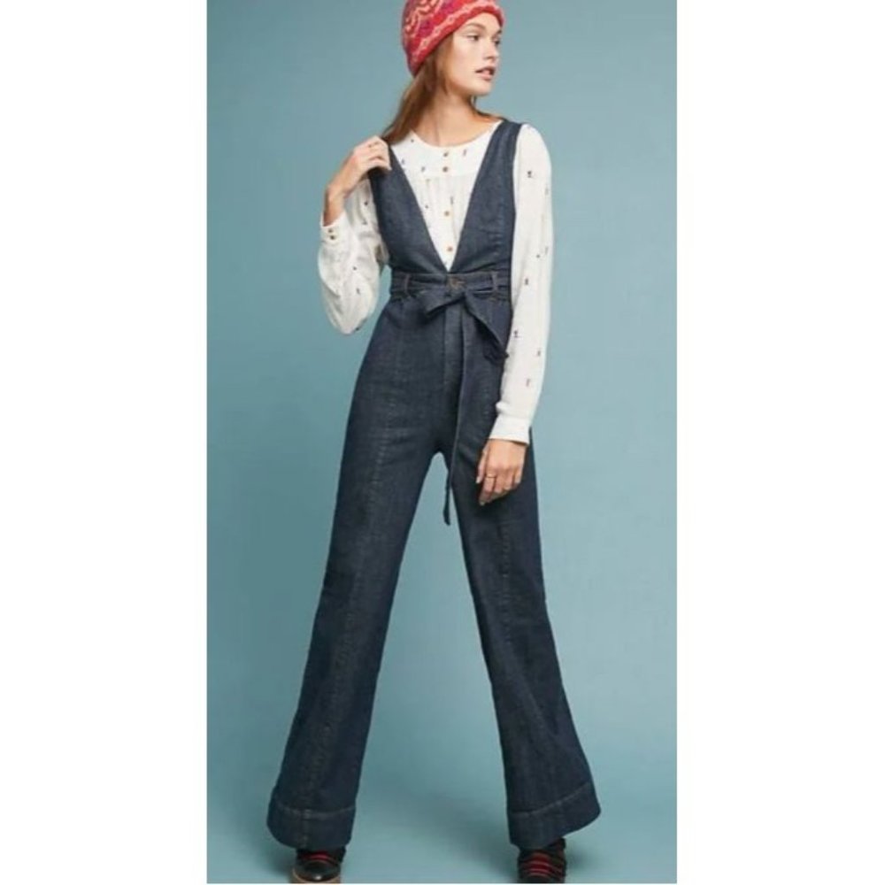 Pilcro and the Letterpress Dark Denim Wide-Leg Jumpsuit